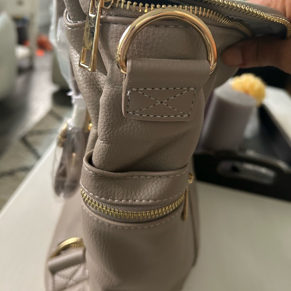 Gray Minimalist Backpack With Soft Texture - image 3